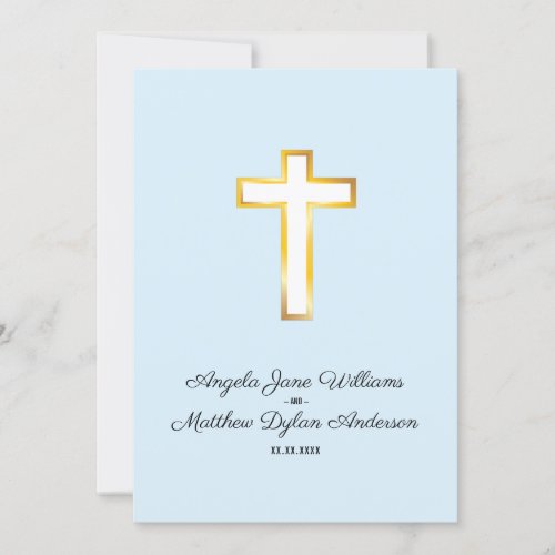 Simple Modern Gold Cross Religious Church Ceremony Invitation