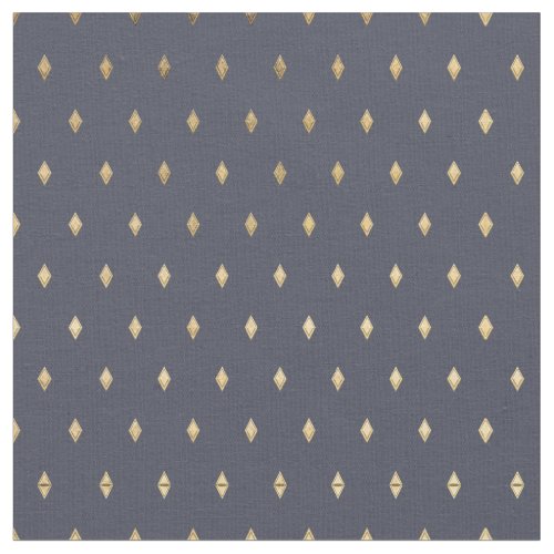 Simple Modern Gold Diamond Navy Blue Pattern Fabric