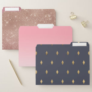 Simple Modern Gold Diamond Navy Blue Pattern File Folder