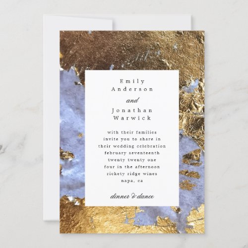 Simple Modern Gold Flake Foil Wedding Invitation
