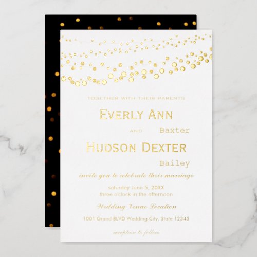 Simple Modern Gold Galaxy Wedding     Foil Invitation