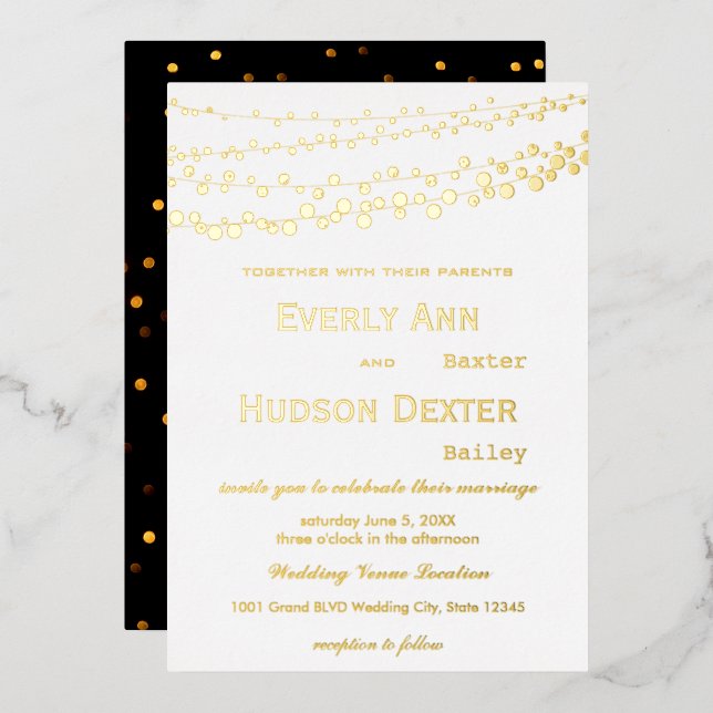 Simple Modern Gold Galaxy Wedding     Foil Invitation (Front/Back)