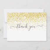 Simple Modern Gold Glitter Script Thank You Card (Front)