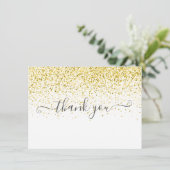 Simple Modern Gold Glitter Script Thank You Card (Standing Front)