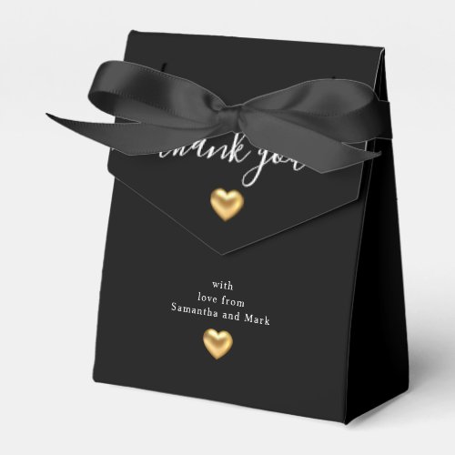 Simple Modern Gold Heart Black Wedding Favor Boxes