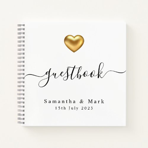 Simple Modern Gold Heart Wedding Notebook