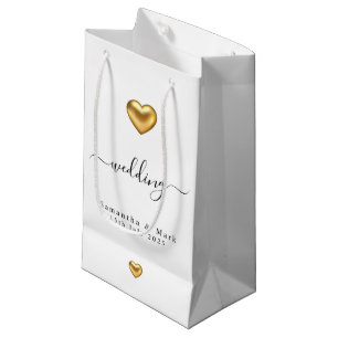 Simple Modern Gold Heart Wedding Small Gift Bag