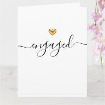 Simple Modern Gold Heart White Engaged