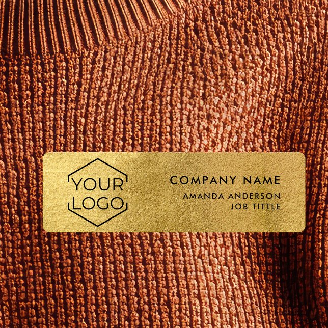 Simple Modern Gold Logo Employee Plastic  Name Tag (Creator Uploaded)