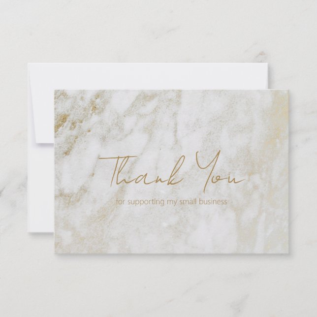Simple Modern Gold Marble Elegant Business Thank You Card (Front)