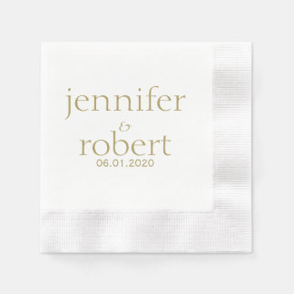 Simple Modern Gold Metallic Wedding Napkin