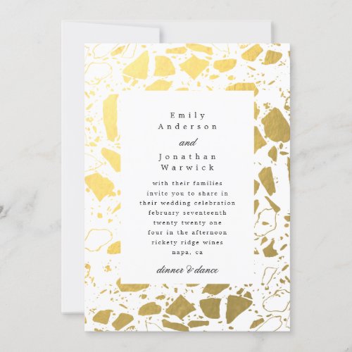 Simple Modern Gold Mosaic Wedding Invitation