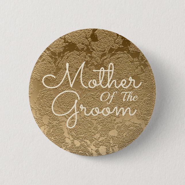 Simple Modern Gold Mother Of The Groom Button (Front)