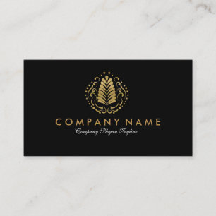 Simple Modern Gold Ornament Logo Design Business Card