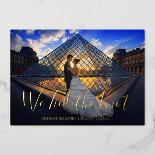 Simple Modern Gold Photo Elegant Wedding Reception Foil Invitation