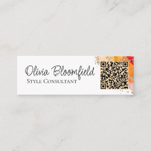 Simple Modern Gold Pink QR Code Mini Business Card