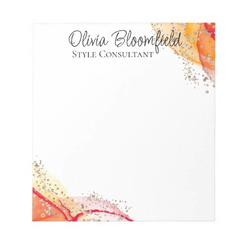 Simple Modern Gold Pink Square Business Notepad
