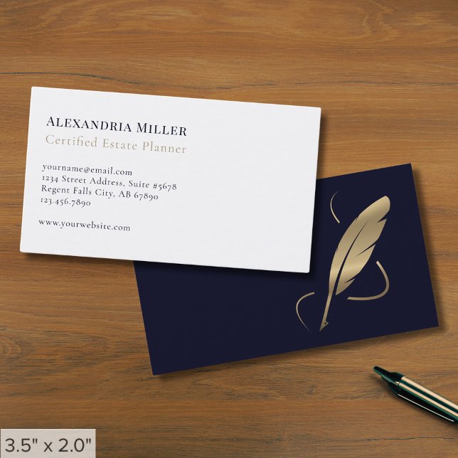 Simple Modern Gold Quill Business Card (Creator Uploaded)