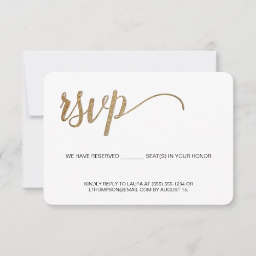 Simple Modern Gold RSVP no mailing Reserved Seat