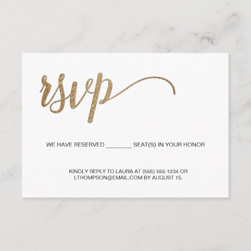 Simple Modern Gold RSVP no mailing Reserved Seat Enclosure Card