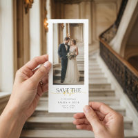 Simple Modern Gold Script Bookmark Photo Wedding