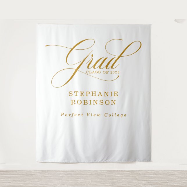 Simple Modern Gold Script Grad Photo Backdrop (Front)