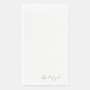 Simple Modern Gold Script Names Wedding Paper Guest Towels