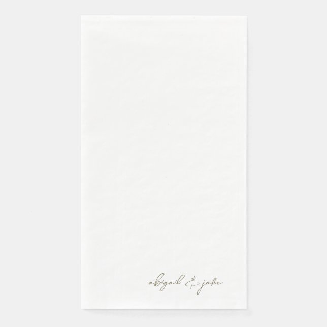 Simple Modern Gold Script Names Wedding  Paper Guest Towels (Front)