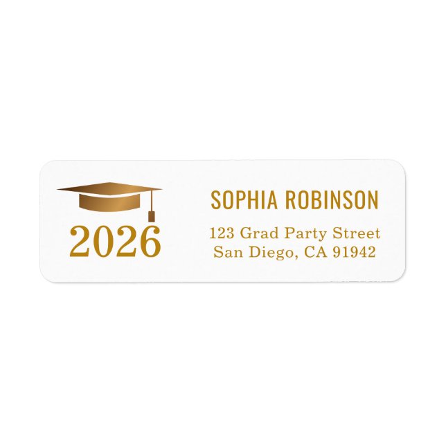 Simple Modern Gold Script Typography Graduation Label (Front)