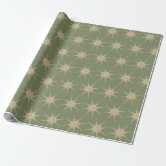 Simple Modern Gold Starburst Soft Green Christmas Wrapping Paper Sheets