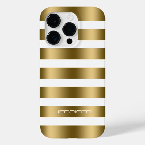 Simple Modern Gold Stripes On White Background Case_Mate iPhone 14 Pro Case