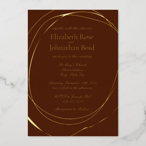 Simple Modern Gold Terracotta Elegant Wedding Foil Invitation