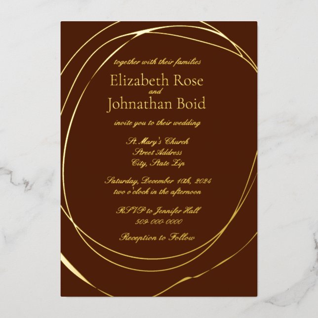 Simple Modern Gold Terracotta Elegant Wedding Foil Invitation (Front)