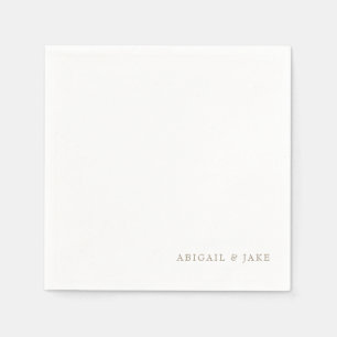 Simple Modern Gold Text Names Wedding Napkins