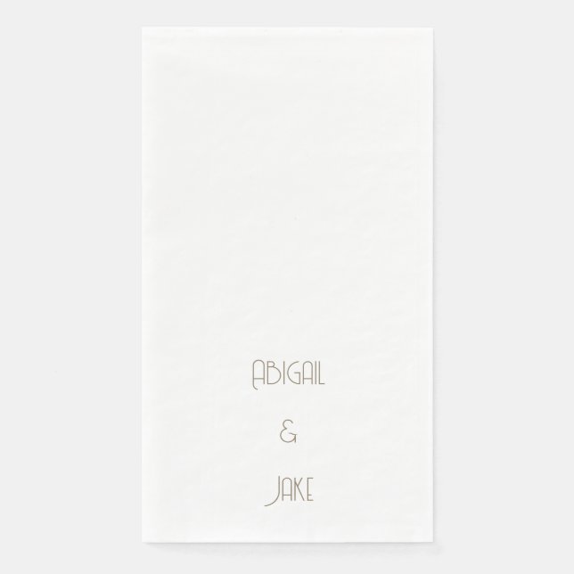 Simple Modern Gold Text Names Wedding  Paper Guest Towels (Front)