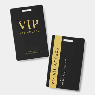 Simple Modern Gold VIP All Access Pass Event Badge