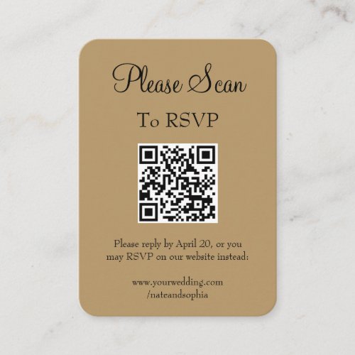 Simple Modern Gold Wedding Scan QR Code Enclosure Card