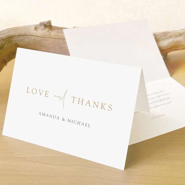 Simple Modern Gold Wedding Thank You Note Card | Zazzle