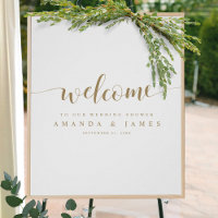 Simple Modern Gold White Couple's Shower Welcome