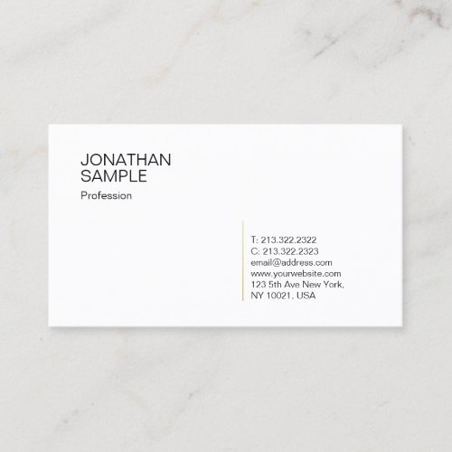 Simple Modern Gold White Professional Template Business Card