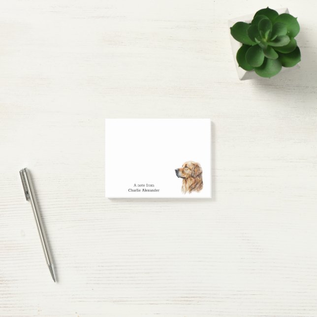 Simple Modern Golden Retriever Personalized Post-it Notes (Office)