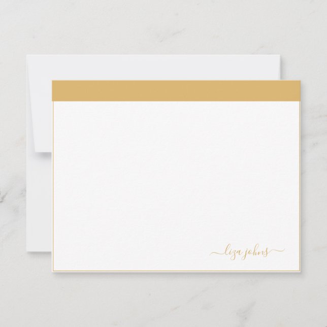 Simple Modern Golden Script Professional  Note Card (Front)