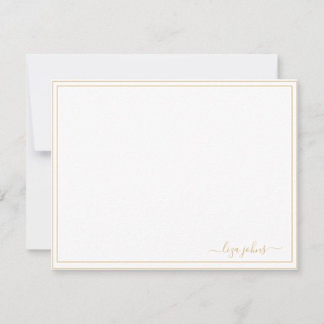 Simple Modern Golden Script Professional  Note Card (Front)