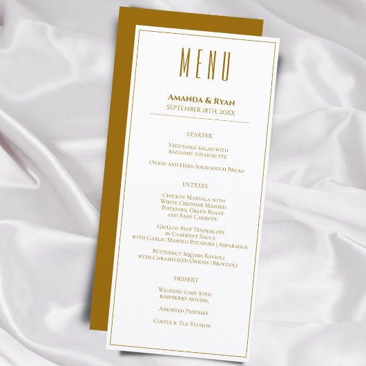 Simple Modern Golden Script Wedding Menu