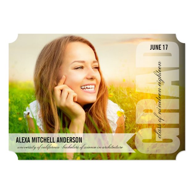 Simple Modern GRAD Overlay Graduation Announcement (front side)