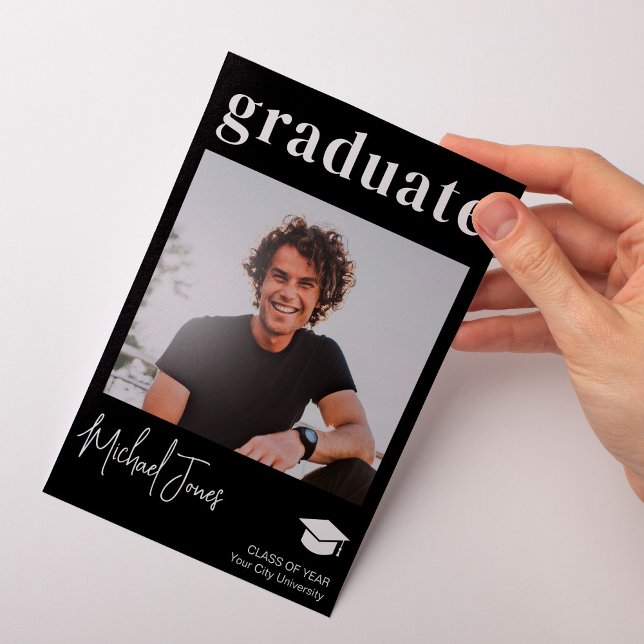 Simple modern graduate photo graduation black announcement (Creator Uploaded)