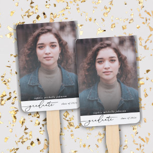 Simple Modern Graduate Script Photo Party Hand Fan