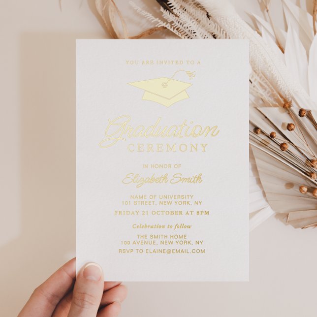 simple modern graduation ceremony foil invitation (Creator Uploaded)
