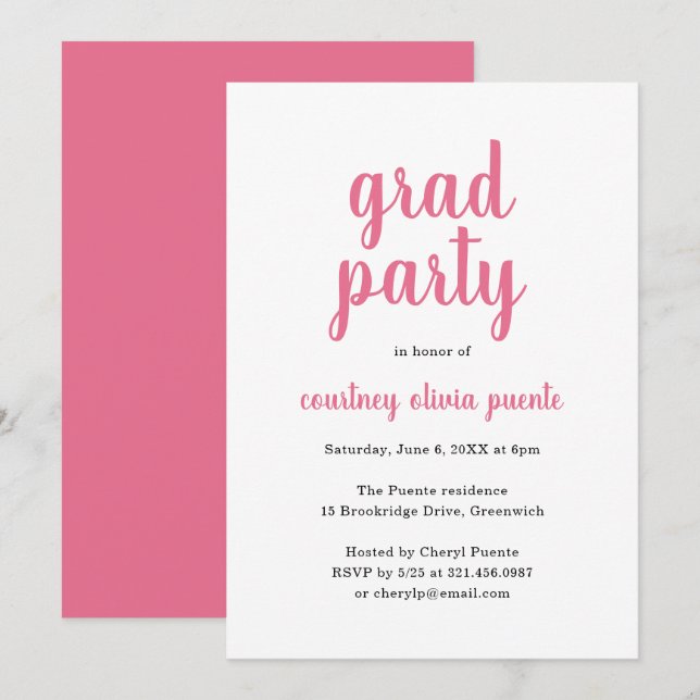 Simple Modern Graduation Party Invitation (Front/Back)