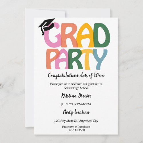 Simple Modern Graduation Party  Invitation